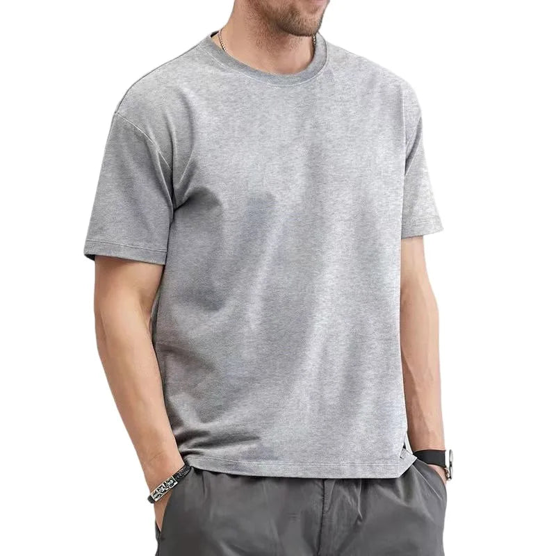 T Shirt for Men Summer Cotton Tops Solid Colors Blank Tshirts O-Neck Men Clothing plus Size M to 5XL